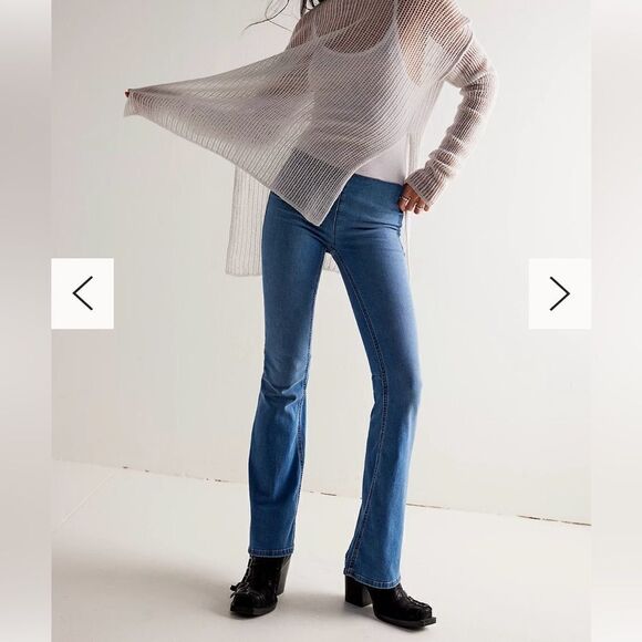 Free People We The Free Penny Pull On High Rise Flare Jeans - Picture 1 of 8